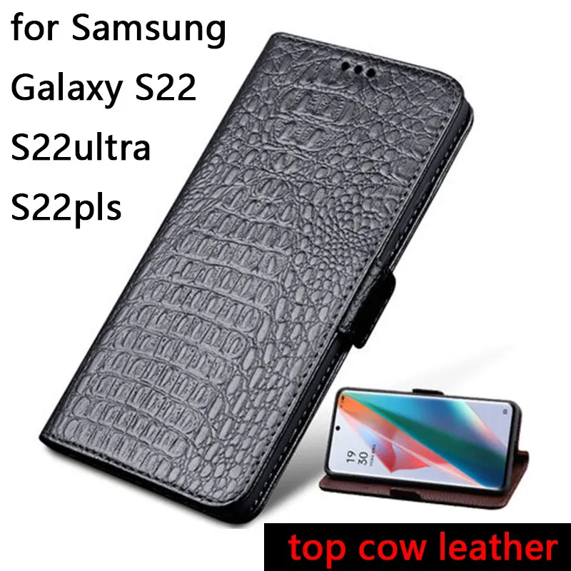 

Top Cow Genuine Leather Case for Samsung Galaxy S22/S22 ultra Wallet Case Magneic Flip Smartphone Cover Bag S22ultra s22+ skin