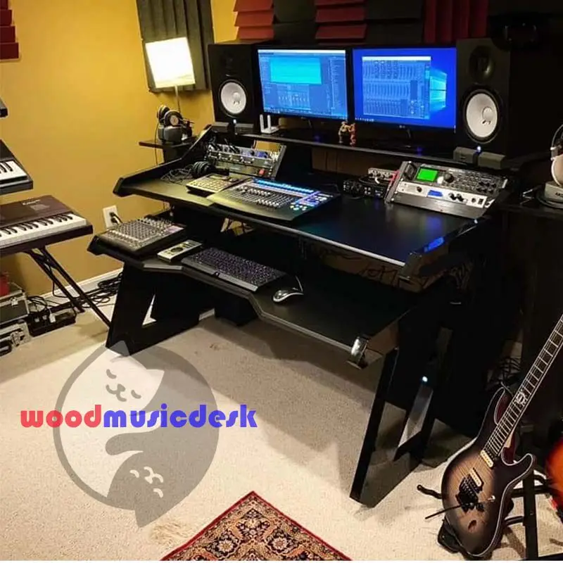Music Production Desk Recording Studio Workstation MIDI Mixing Console Table Keyboard Bookcase Electric Piano