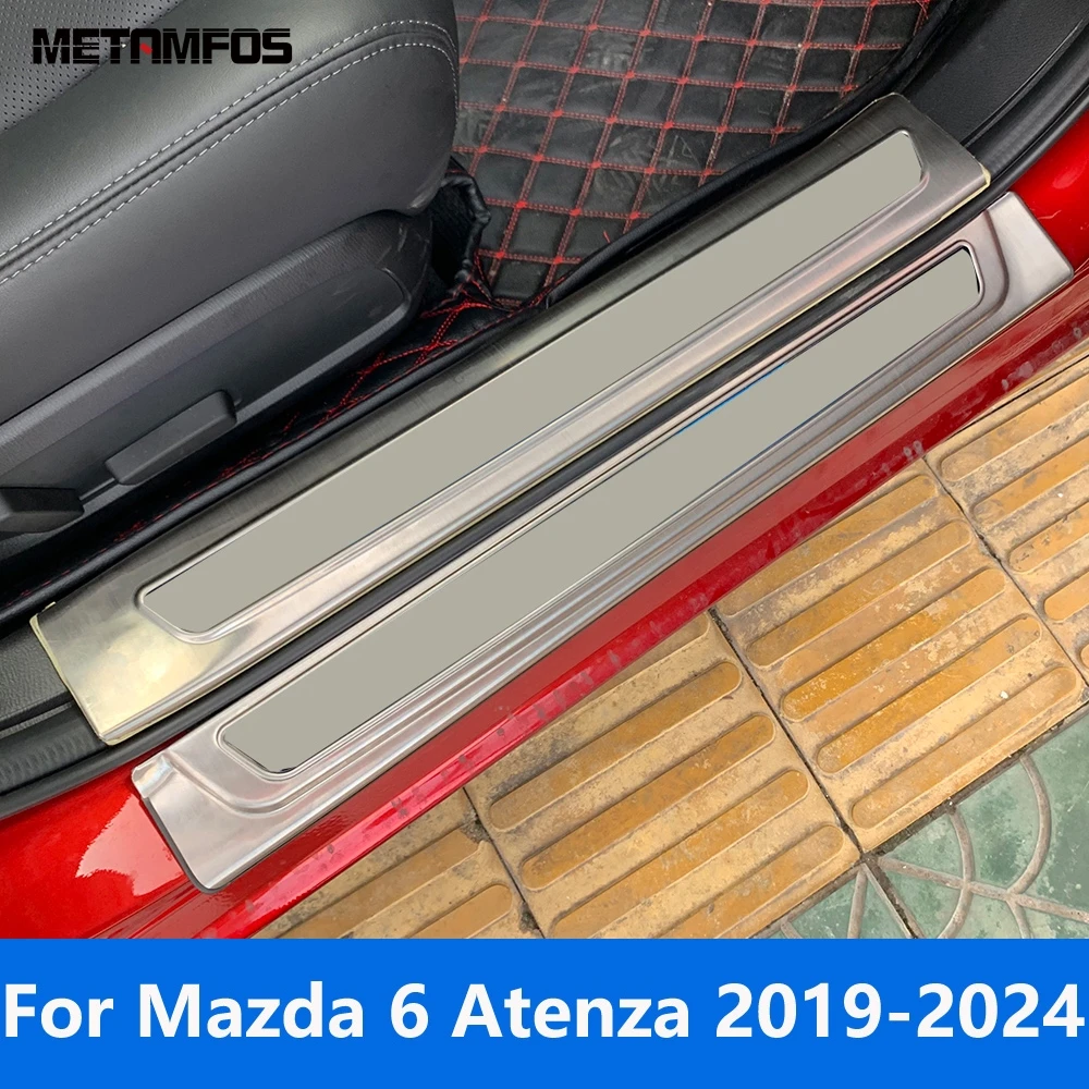 For Mazda 6 M6 Atenza 2019-2022 2023 2024 Door Sill Threshold Plate Welcome Pedal Scuff Guard Sticker Accessories Car Styling