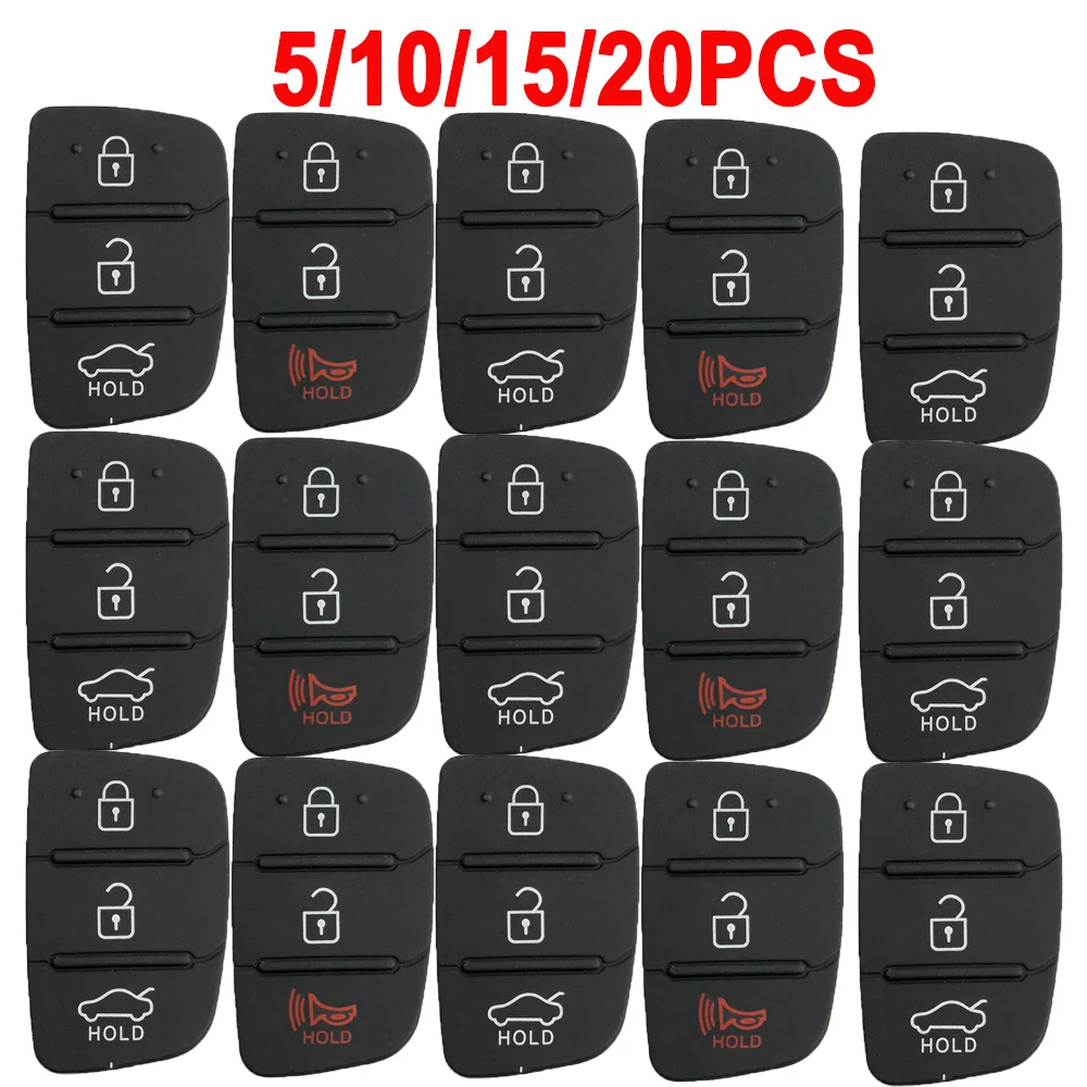 

5/10/15/20PCS 3 Buttons Remote Key Fob Case Rubber Pad For Hyundai I30 i35 iX20 Solaris Verna Kia RIO K2 K5 Sportage Flip Key