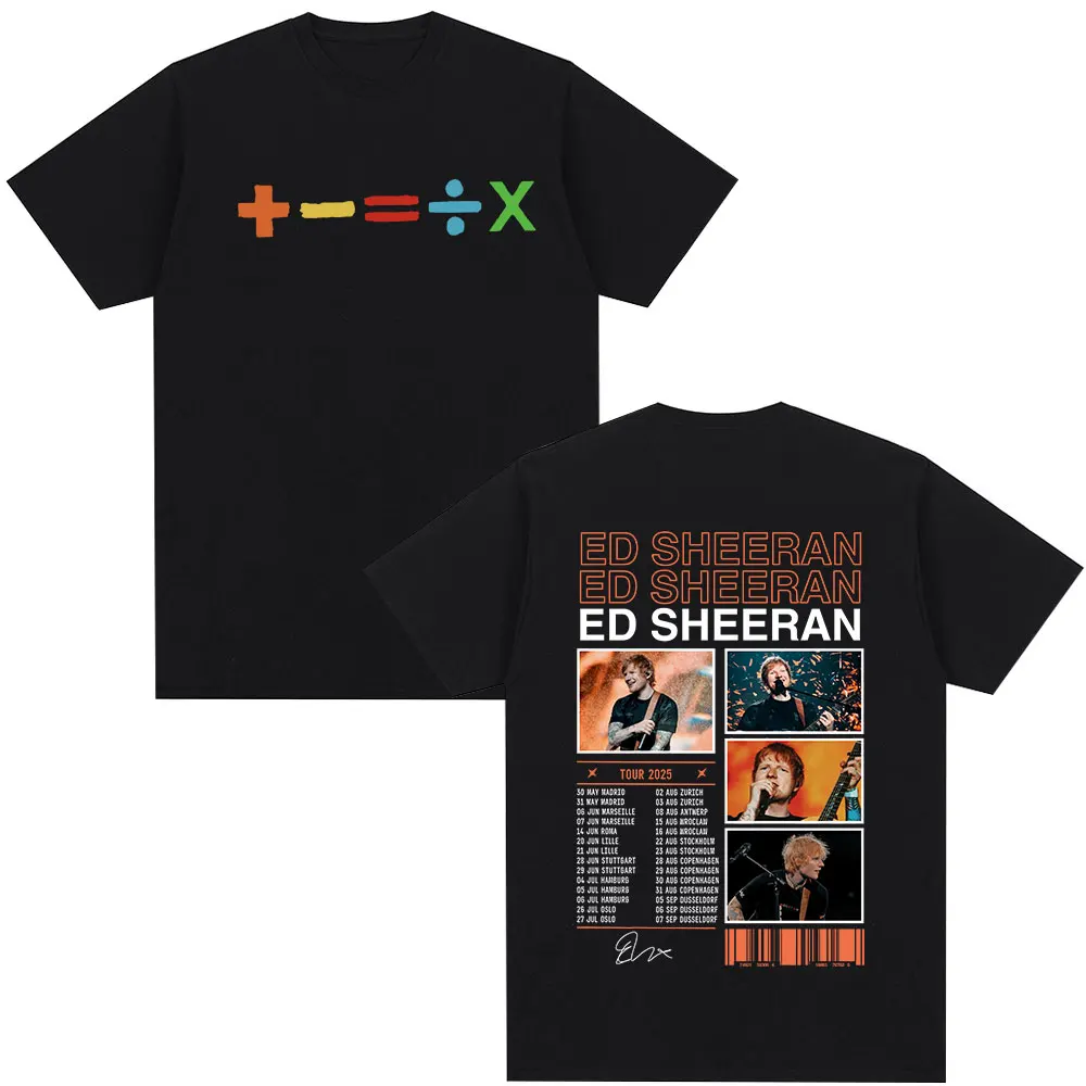 Ed Sheeran Tour 2025 T-shirt Men Women Clothing Fashion Hip Hop T Shirts Casual 100% Cotton Short Sleeve T Shirt Tops Streetwear