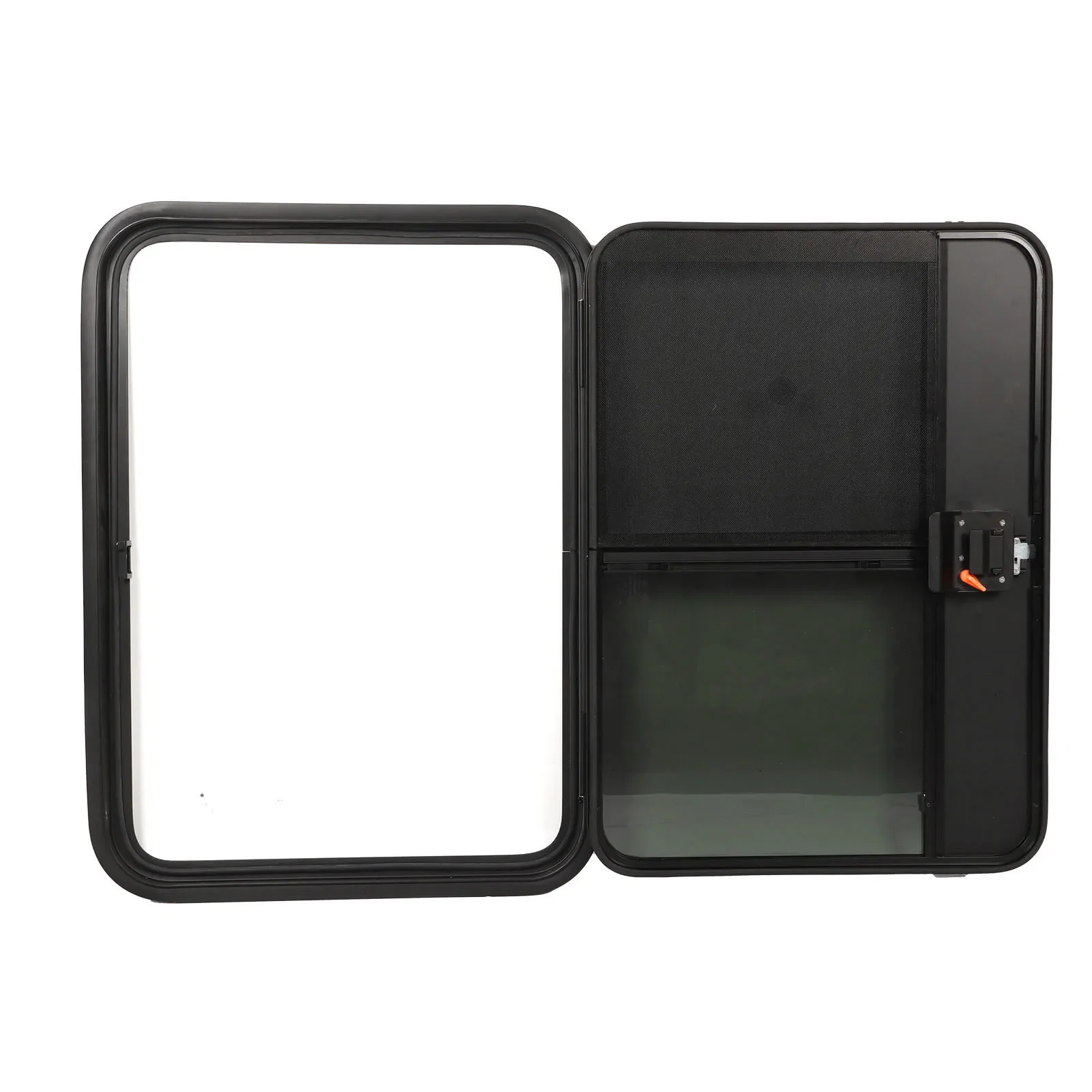 

RV Camper Door Tear Drop Tempered Glass Tinted Sliding Window Full Sealing Trailer Door with Insect Net Safe Lock RV Window Door