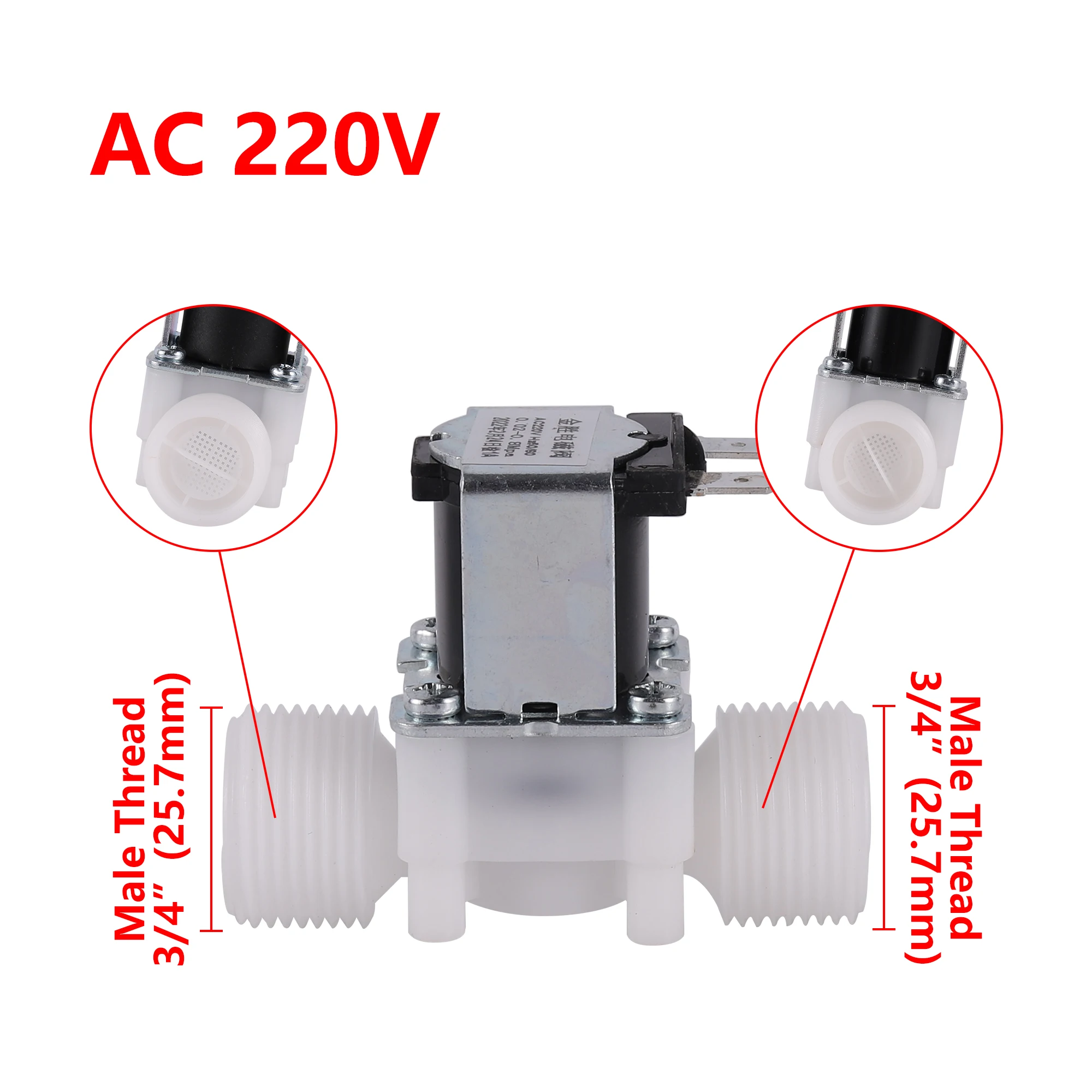 DC 12V AC 220V válvula solenoide de entrada eléctrica normalmente cerrada 1/2 \