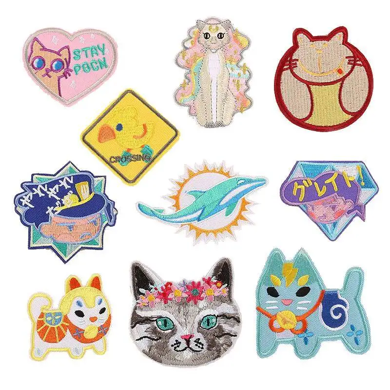 1pcs lucky cat cartoon animal whale duckling cloth sticker for iron on clothes accessories for princess dress for men and women