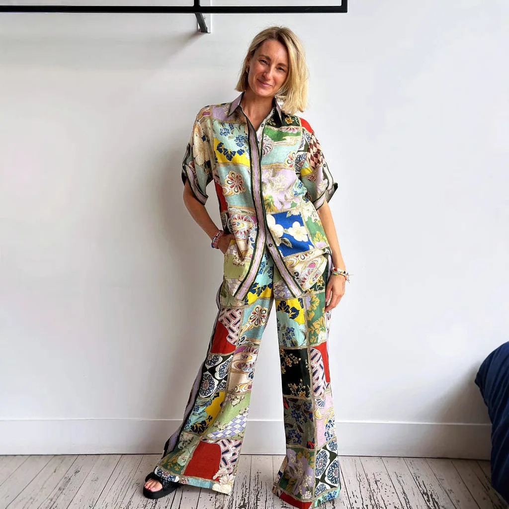 

Faionable Casual ort Sve Color Blo Holiday Knot Set, женские длинные брюки, комплект из двух предметов для отдыха, всесезонные