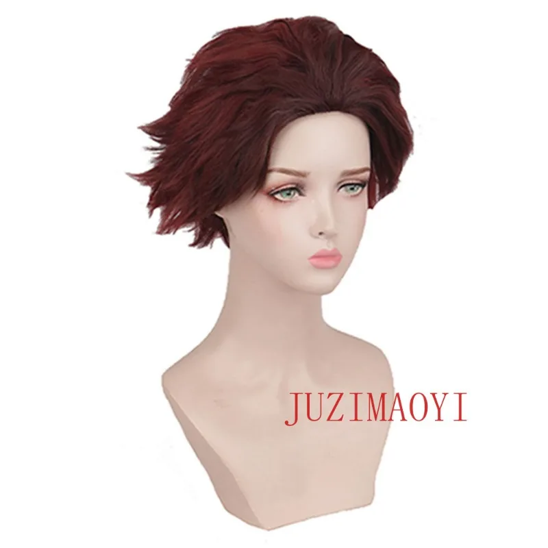 Tanjiro Kamado Short Chestnut Brown Heat Resistant Hair Cosplay Costume Wig