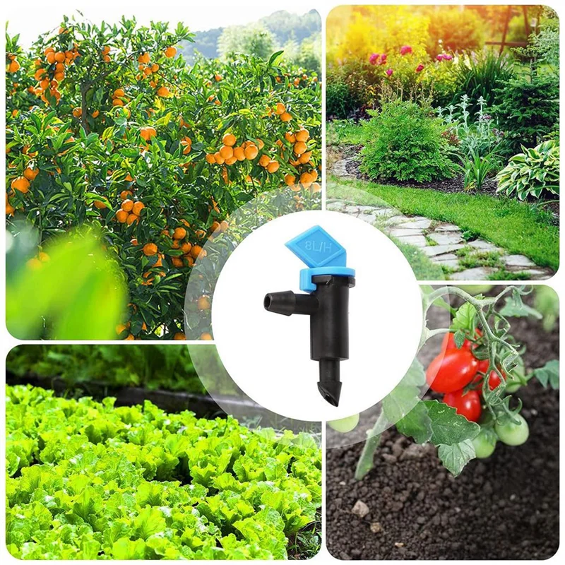 【Top Picks】200Piece 8L/H Garden Flag Irrigation Dripper Inline Water Drippers Emitter Sprinkler Blue