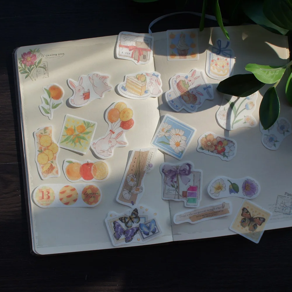 

38pcs lady lemon afternoon tea butterfly flying Style paper Sticker Scrapbooking DIY Gift Packing Label Decoration Tag