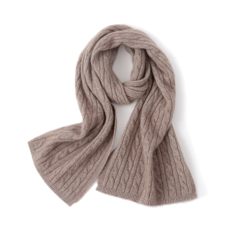 2024 Winter New Women 100% Pure Cashmere Knitted Scarf 180*35 Solid Color Scarf Warm Fashion Capes Lady High Quality Scarves