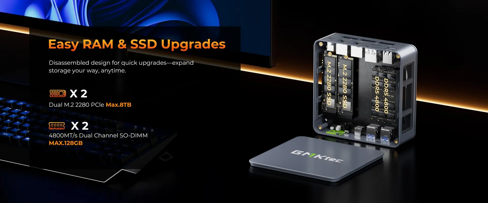 GMKtec M6 Ultra Mini-PC AMD Ryzen5 7640HS Mini-Computer 16GB RAM 512GB PCIe3.0 SSD Windows 11 Pro Dual 2.5G LAN Desktop-PC – Detail 5