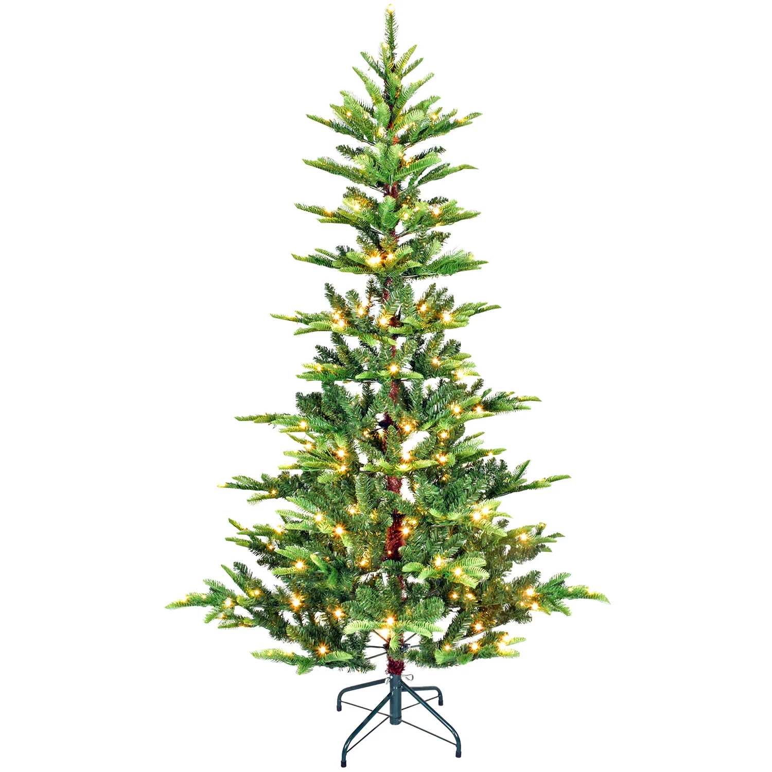 

8ft Pre-Lit Aspen Fir Artificial Christmas Tree, Layered Christmas Tree , Noble Holiday Decor with 1276 PE & PVC Mixed Branch Ti