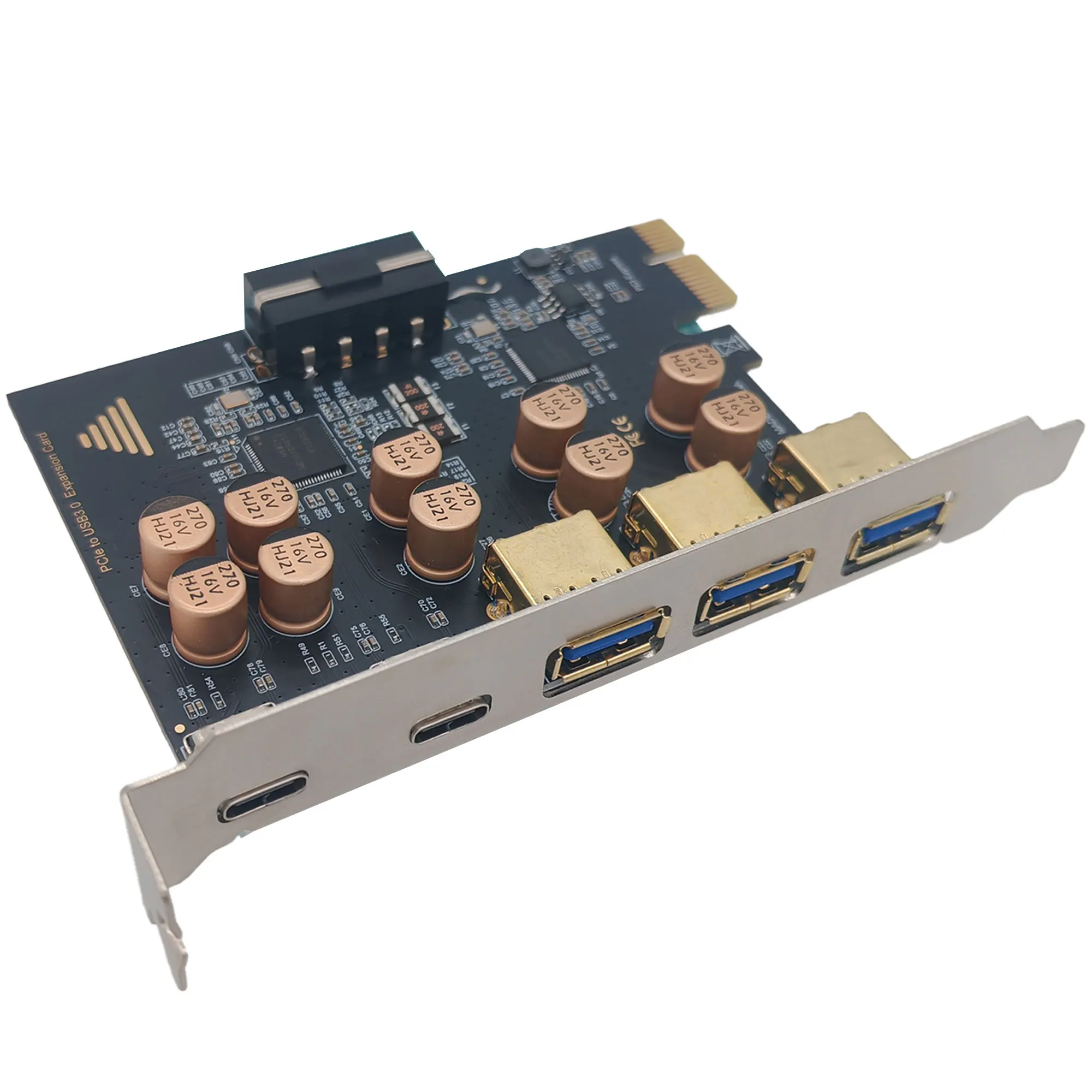 PCIe Expansion Card 5 Port PCIe To USB 3.2 Card 3 USB Type A 20Gbps Easy Installation High Speed for Desktop PC for OS X
