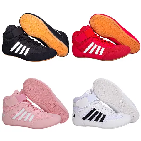 Scarpe da boxe e wrestling per bambini, allenamento per adulti, uomo, donna, combattimento, combattimento, Sanda, scarpe alte, stivali, forza, sollevamento pesi, palestra