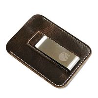 Fashion Leather Genuine Leather Money Clip Thin Slim Bills Men Credit Card Slot Metal Cash Clamp Mini Wallet Man