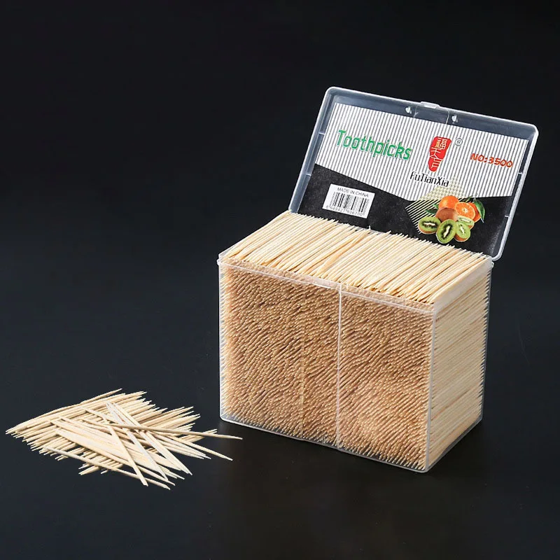 3500pcs! Disposable Bamboo Toothpick Single-head Toothpick Supermarket Hotel Household Portable Fruit Toothpick