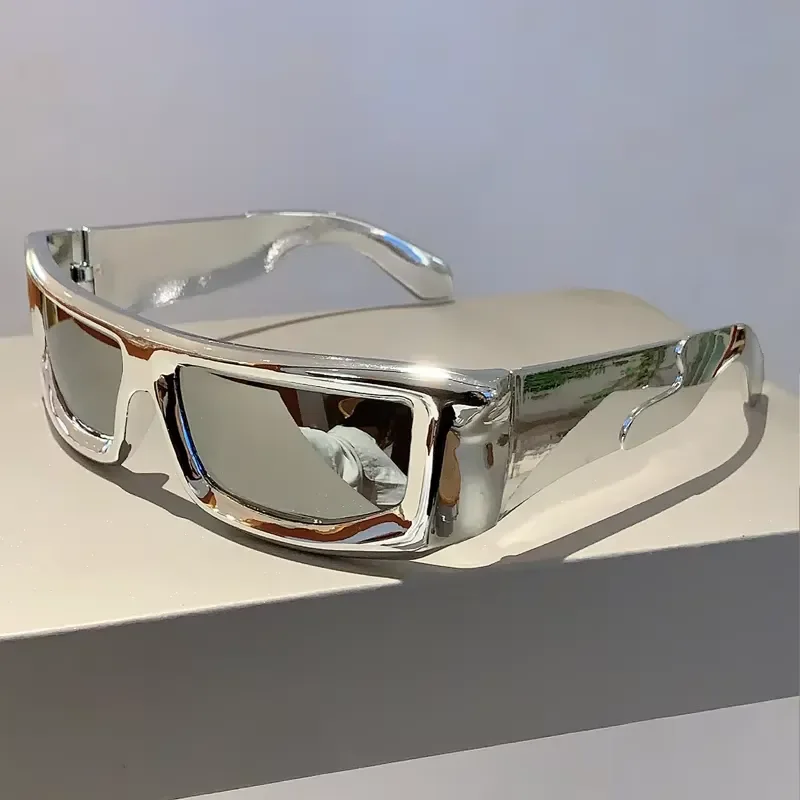 KAMMPT Y2k Wrap Round Men Sunglasses 2023 New Metallic Rim Outdoor Sports Women Shades Trendy Brand Design Vintage UV400