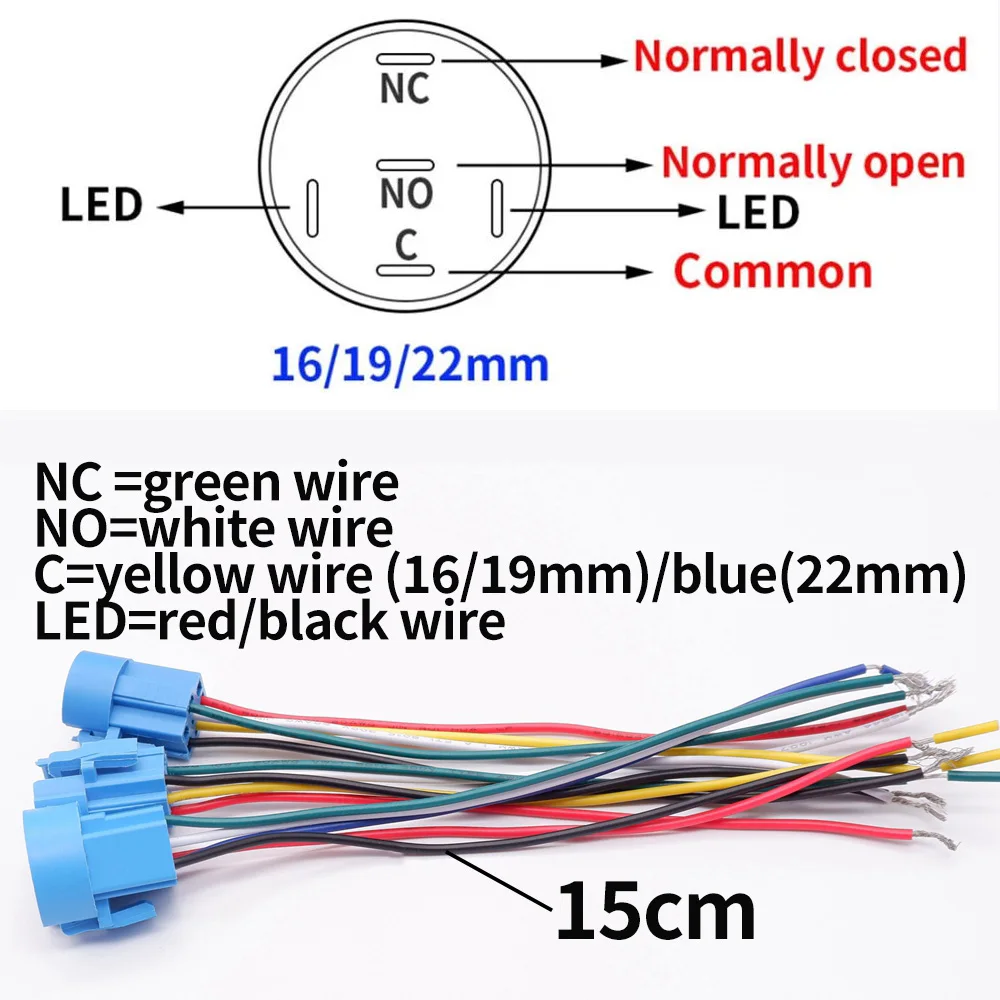 1 pcs Button Socket Connector Wire Length
