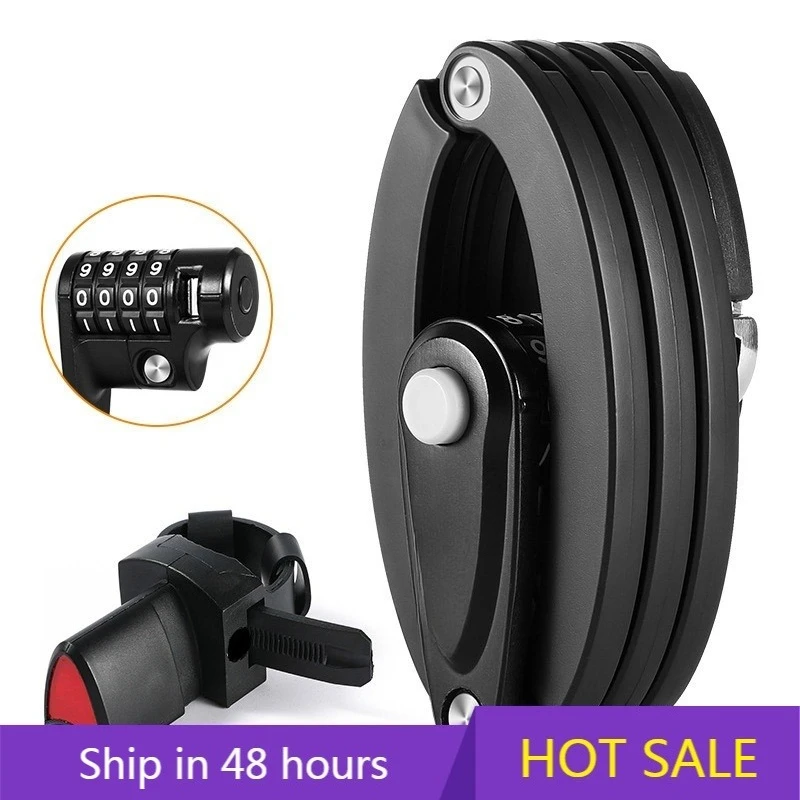 

POWER LEAP WEST BIKING Bicycle Folding Lock Password High Security Electric Bike Scooter Lock Anti-Theft Foldable Key Lock Bike
