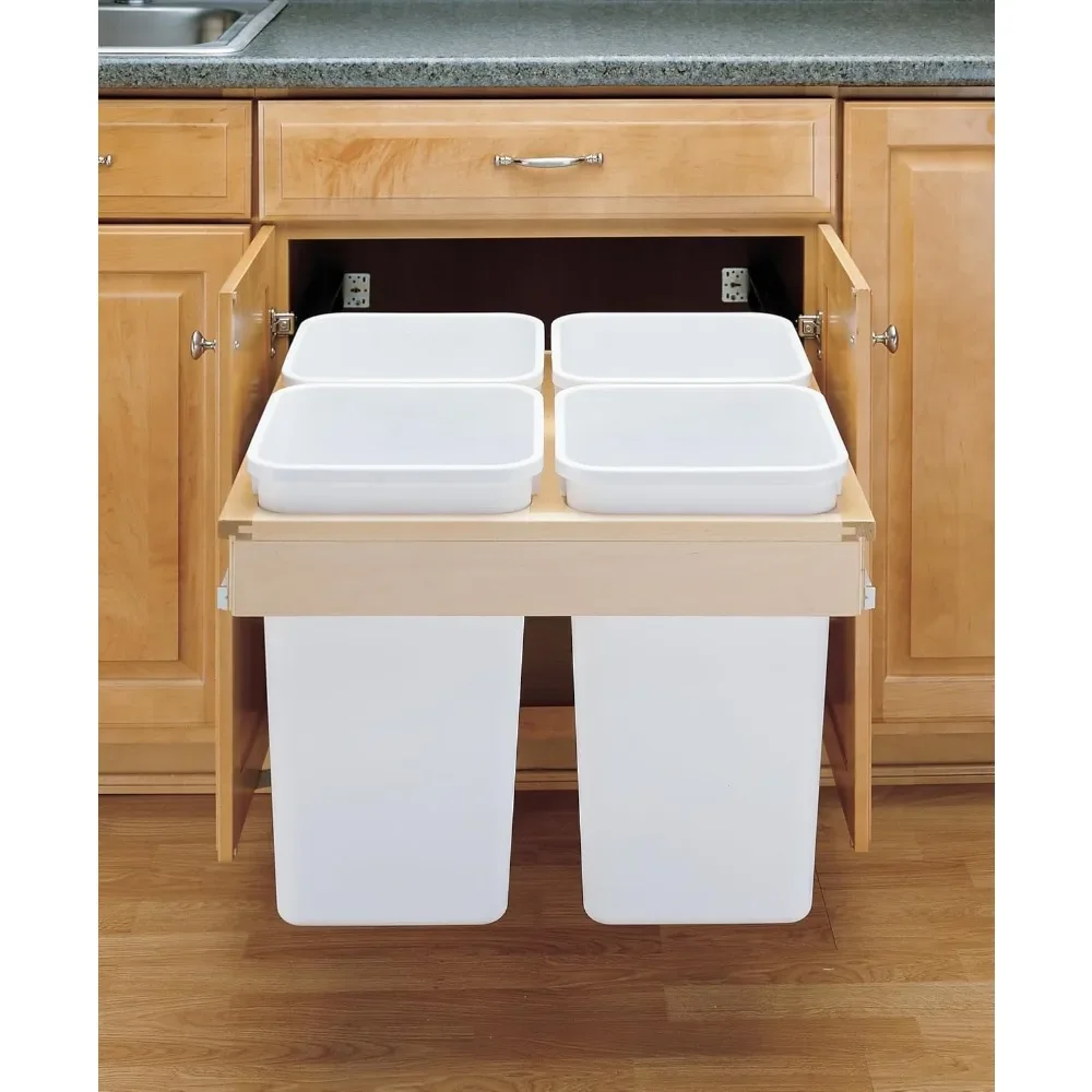 WASTE BIN, 27 QT. FOUR, WOOD TOP MNT