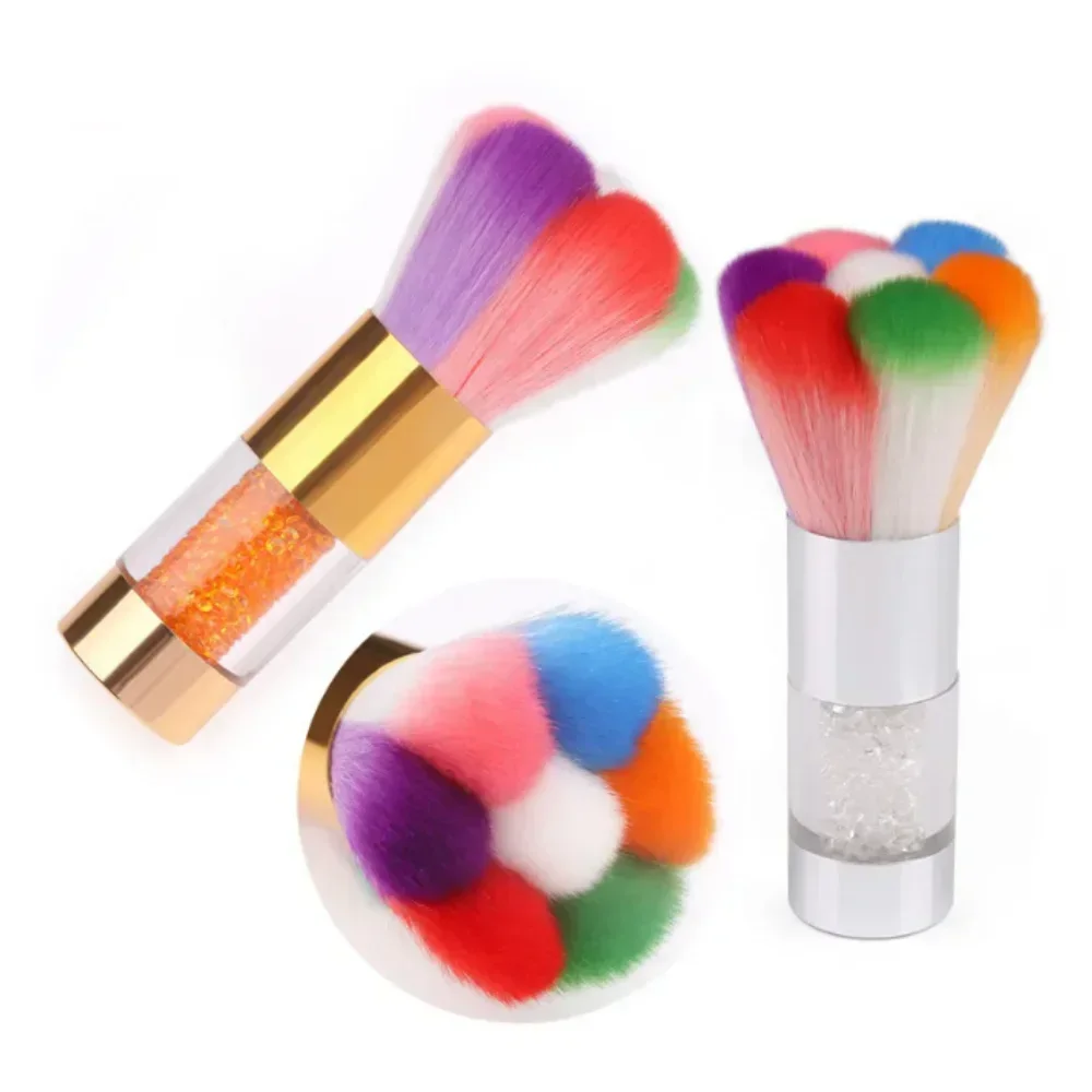 Rainbow Nail Art Dust Brush Soft Glitter Powder Remover Makeup Brushes Acrylic UV Gel Polish Powder Cleaning Tool Manicure Tools