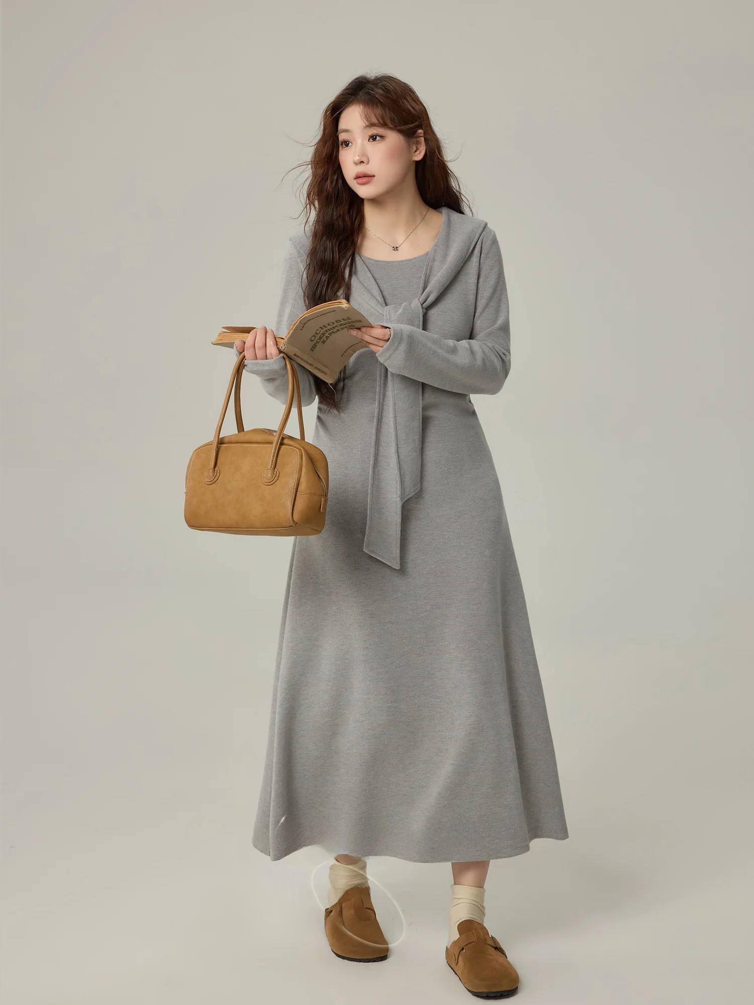 

Моника больших размеров, женская дизайнерская длинная юбка с поясом, антивозрастная, для похудения, однотонная, с высокой талией, корейская, для поездок на работу