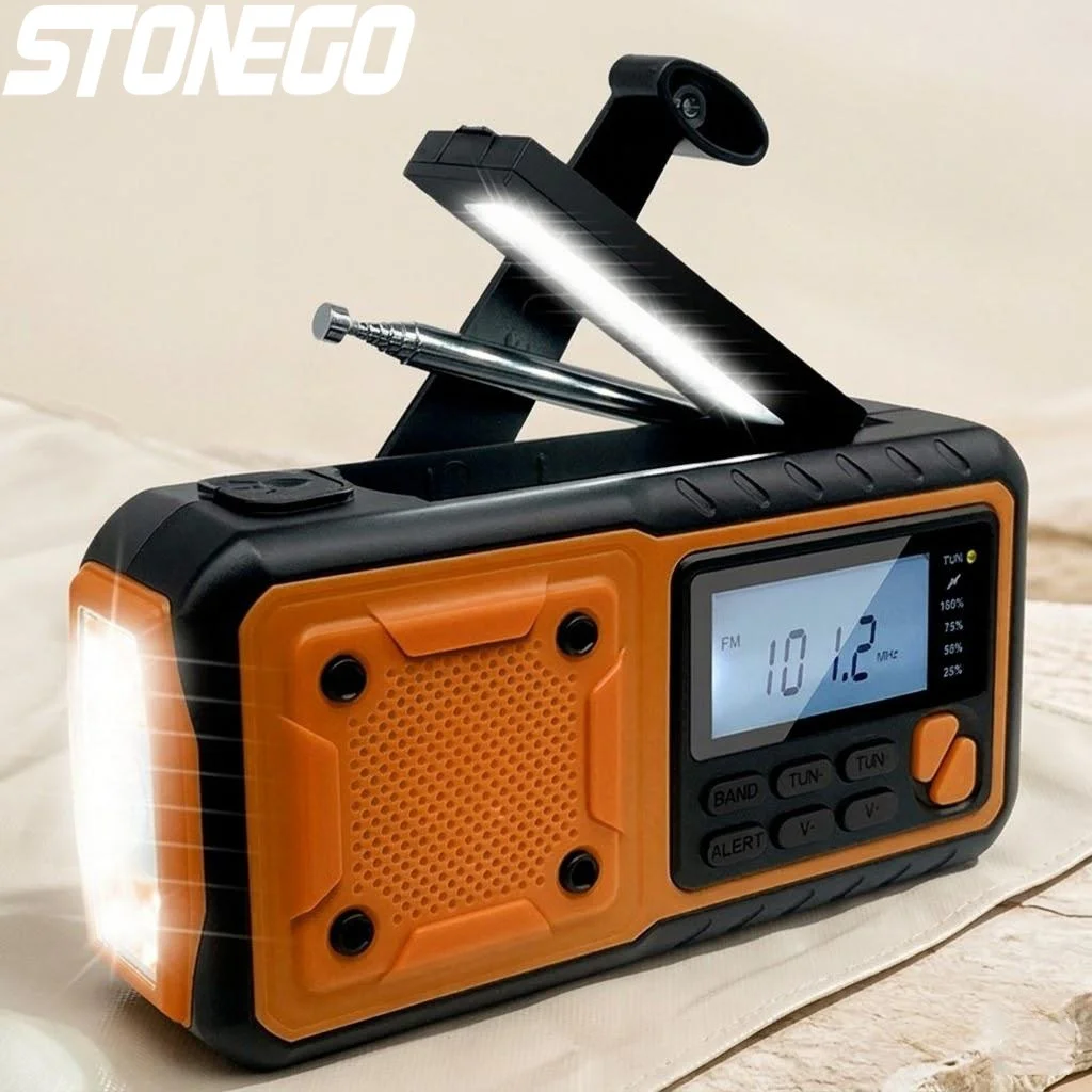 

Портативное солнечное радио с ручным динамо-генератором AM/FM, внешний аккумулятор 4000 мАч, светодиодный фонарь, снаряжение для выживания на природе и кемпинга