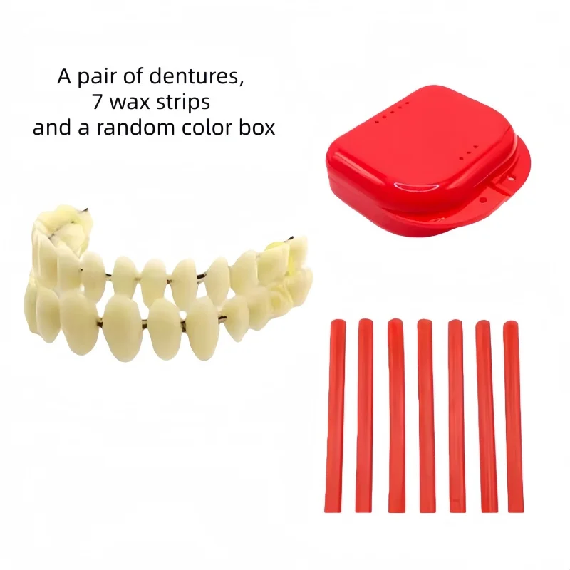 

1 Set of Dental Teaching Model Dentures Teeth Model 7 Wax Strips with Denture Box Dentist Practice Tools Dental Teeth Model