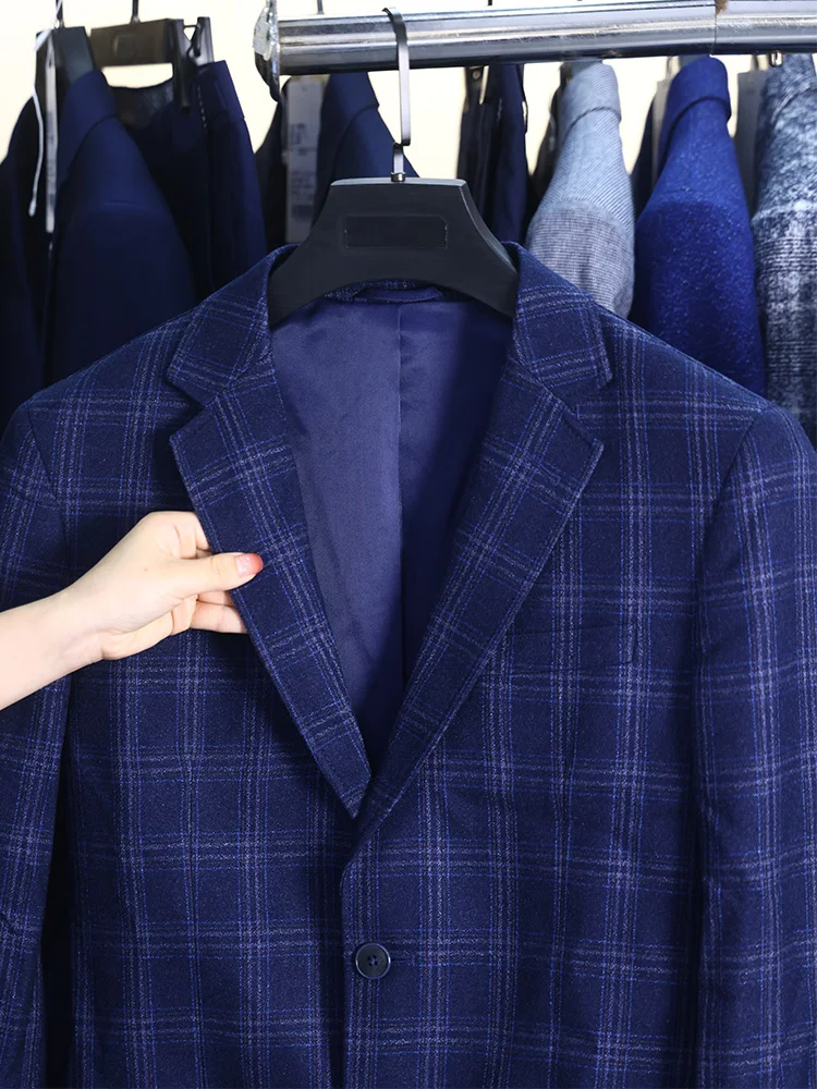 Homesi ربيع الخريف الرجال Faion الراقية منقوشة رداء غير رسمية الوقوف صالح Busin شهم Sle طويل Sve اثنين زر #3