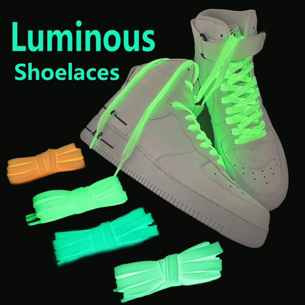 Luminous Shoelaces for Sports Shoes Canvas Shoes Flat Laces Glow in Dark Reflective Durable Laces for Sneakers Man Woman Kids