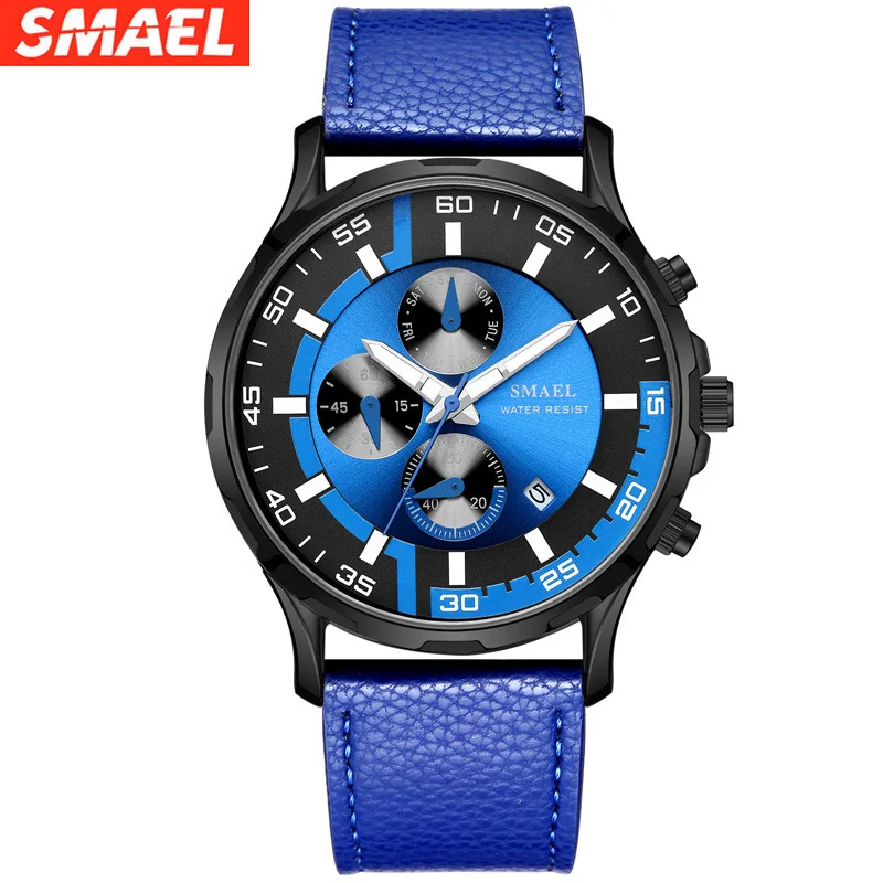 Smael Trendy Waterproof Multifunctional Quartz Watch Business Simplicity Calendar Men's Watch Belt Watch