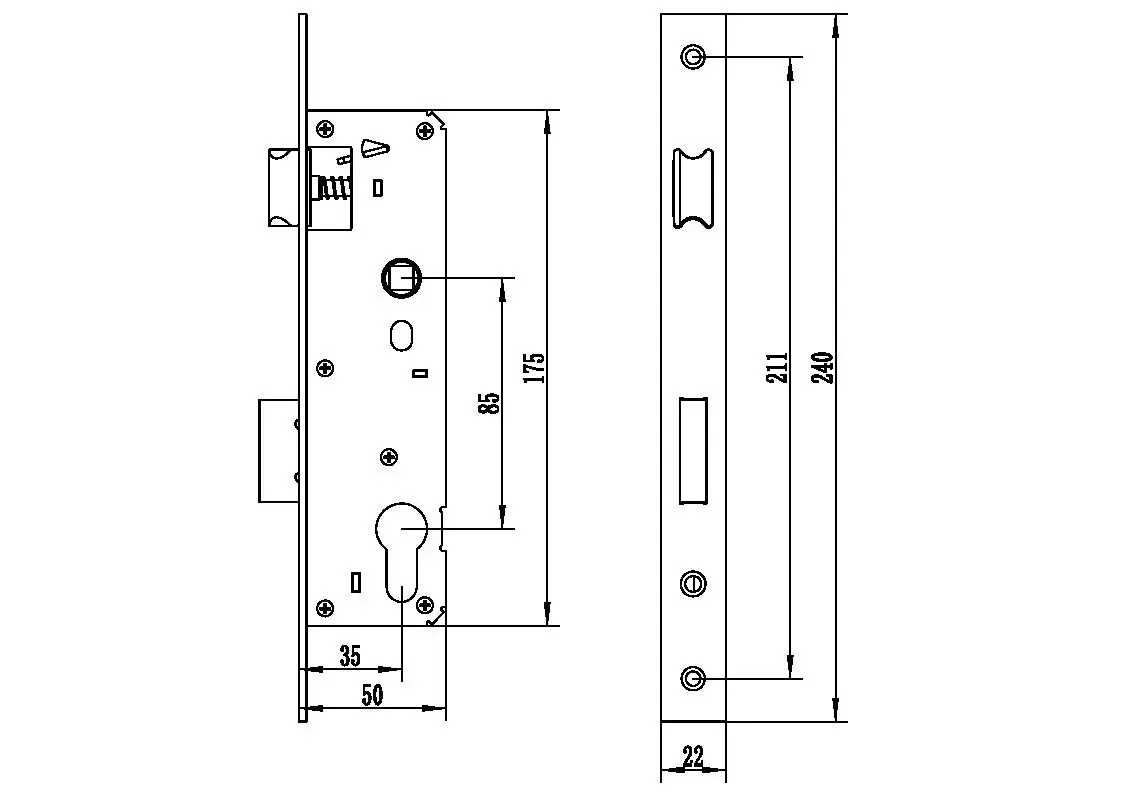 Series Single & Multipoint Aluminum Alloy Indoor Wooden Door Lock Body Lockset Accessories, Cylinder Lock & Aluminum Alloy Door