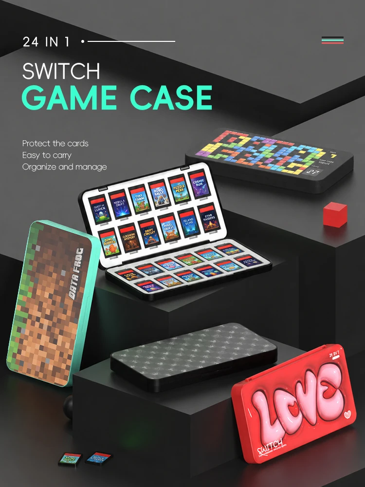DATA FROG 24‑in‑1 Game Card Holder Storage Case Portable Anti‑Pressure Cartridge Organizer Box For Nintendo Switch Switch OLED G