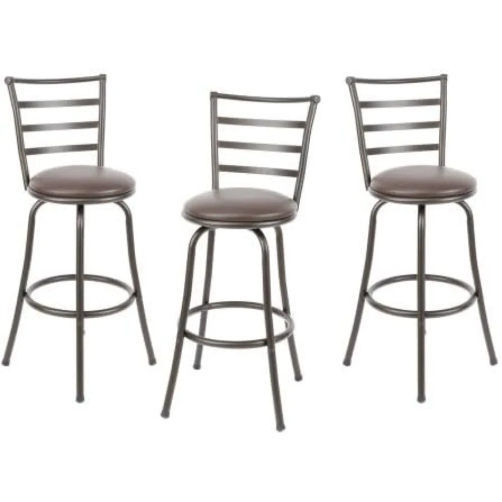 

Adjustable Height Rotating Pole Stool, Hammered Bronze Finish, 3-piece Set, Brown