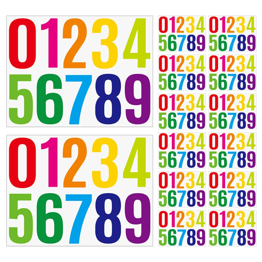 

12 Sheets Vinyl Number Decals Digital Stickers Large Self Adhesive Numerals Garbage Can