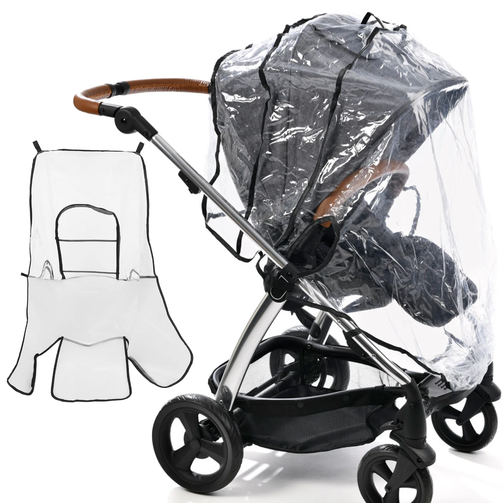 

Universal Waterproof Baby Stroller Rain Cover Transparent Eva Windproof Shield for Pram Pushchair Buggy Breathable Protective