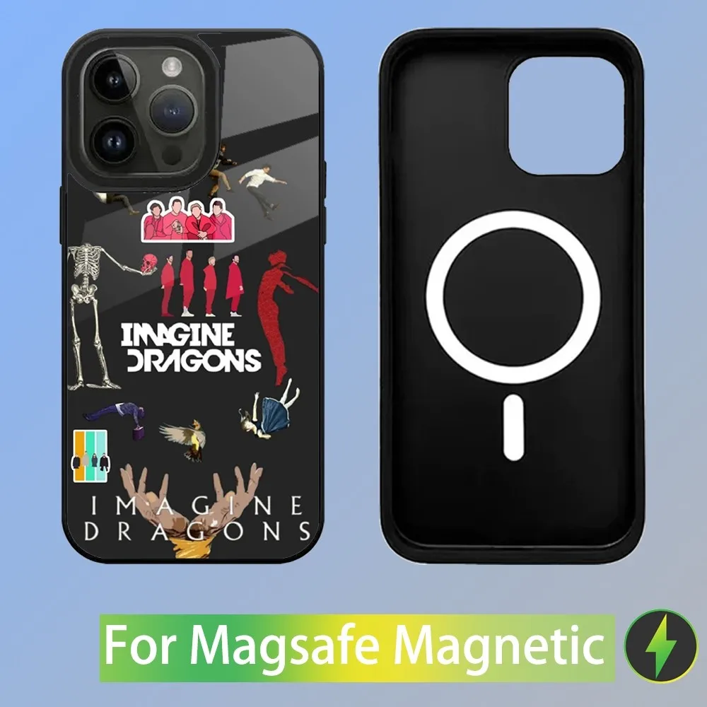 Imagine Dragons Rock band Capa de telefone para iPhone 15,14,13,12,11,Plus,Pro,Max Mini Magsafe Carregamento magnético sem fio