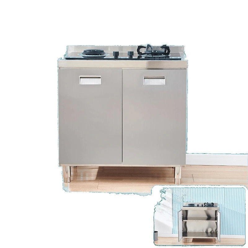 

304 stainless steel kitchen cabinets household kitchen stove integrated cabinet widening rural combination cabinet