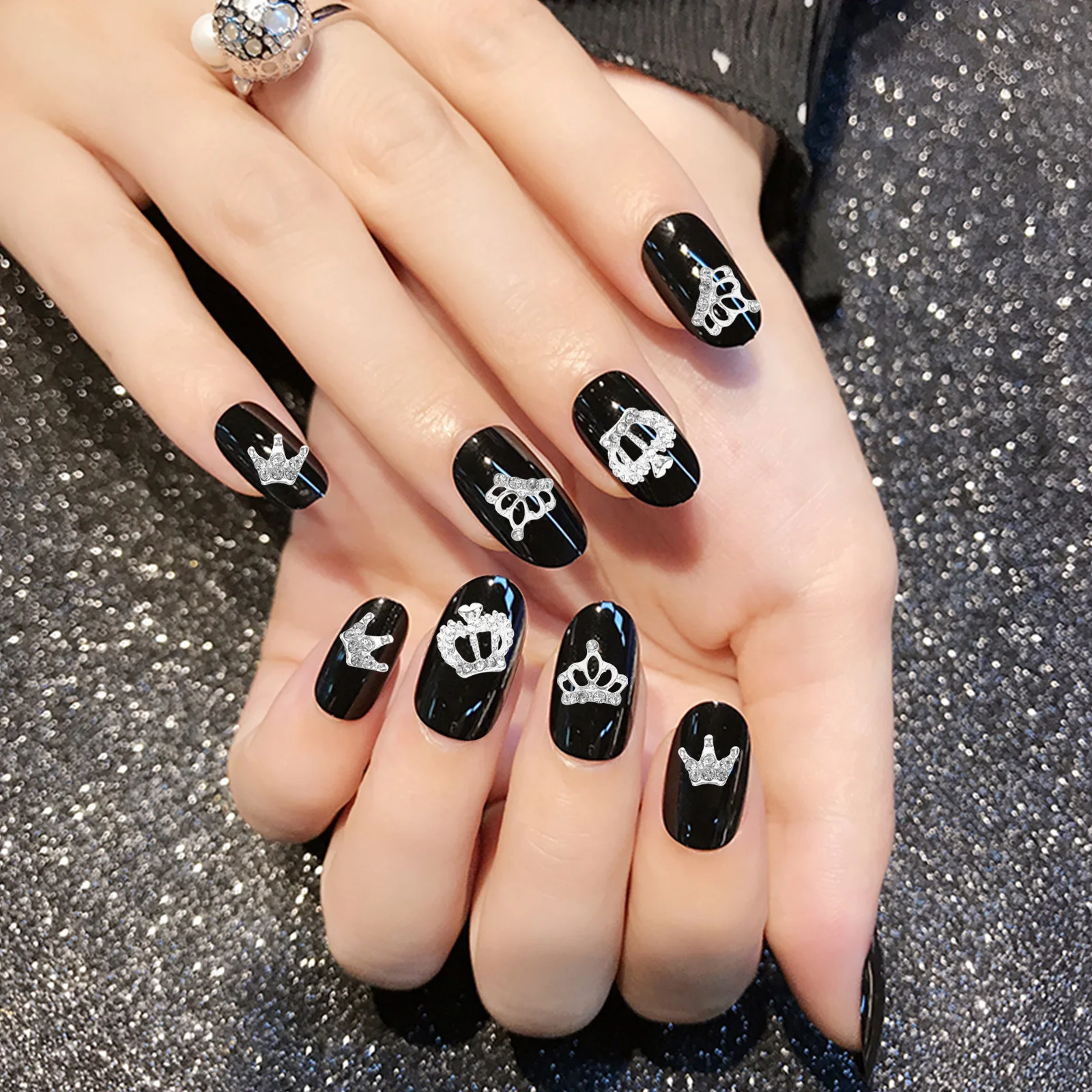 12 Uds. De tachuelas de uñas con corona 3D, decoraciones de manicura brillantes elegantes, suministros de arte DIY, tachuelas de corona para uñas, decoración de manicura