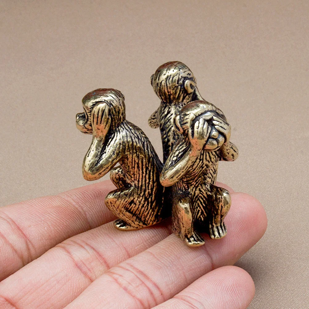 

Exquisite Copper Monkey Adornment Fine Craftsmanship Home Office Desk Tabletop Decor Long Lasting Use Monkey Figurines