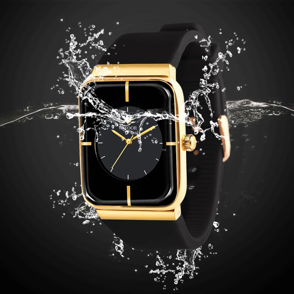 Relojes WWOOR para hombre, relojes de lujo de primeras marcas para hombre, reloj de pulsera de cuarzo resistente al agua de acero inoxidable a la moda dorado, reloj Masculino