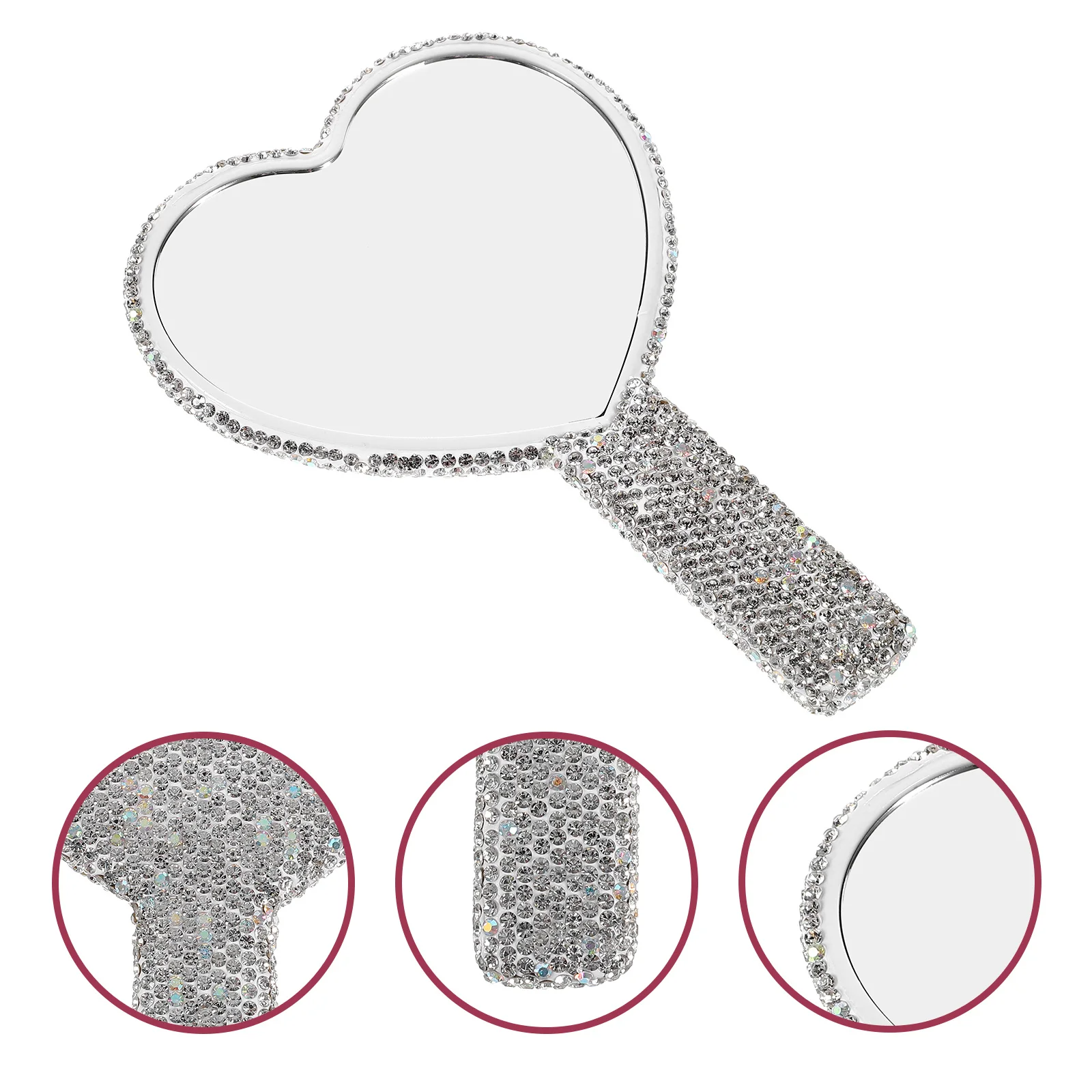 

Heart Rhinestone Purse Mirror Compact Handheld Makeup Mirror Durable ABS Material High Definition Reflection Makeup Compact