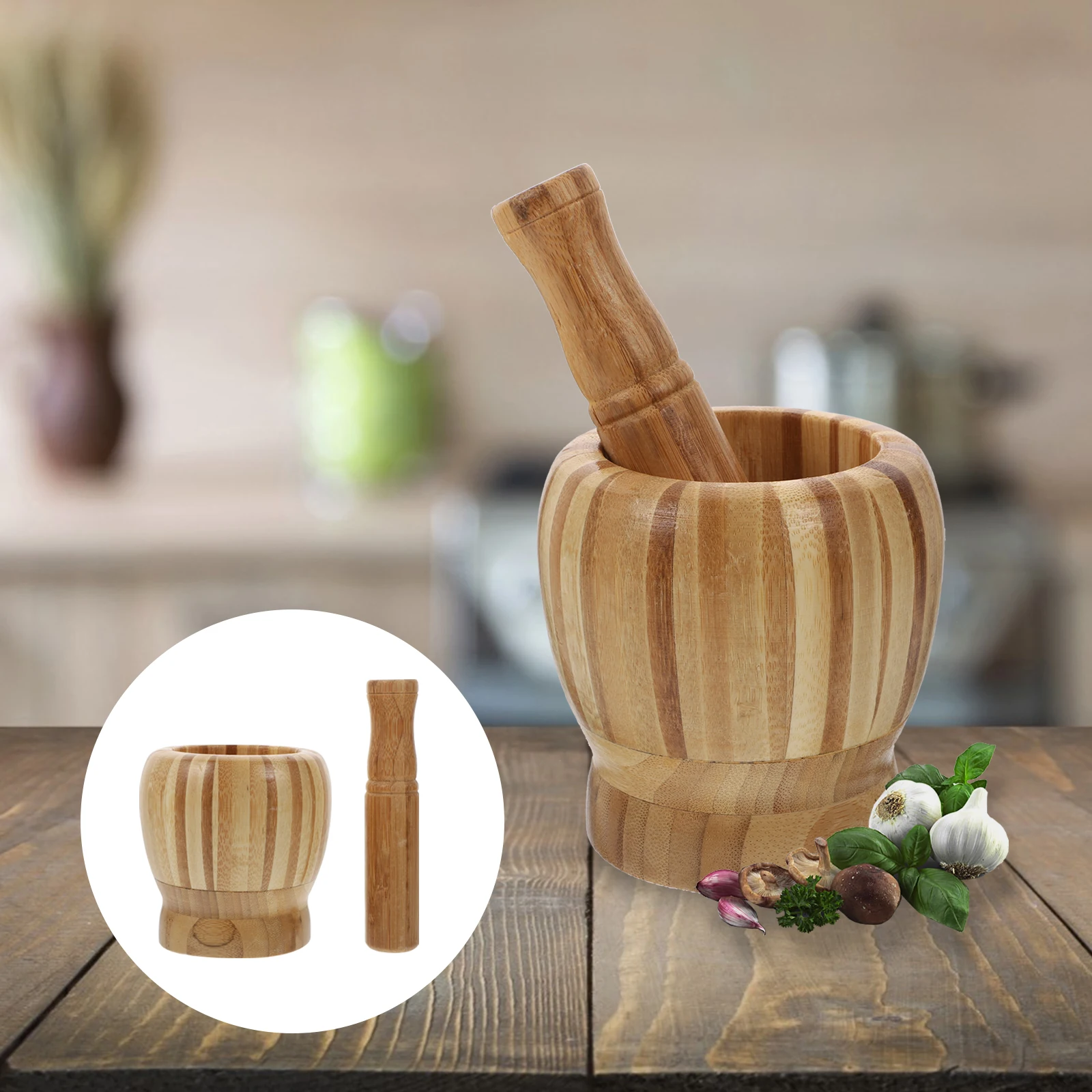 

Bamboo Garlic Masher Pounder Practical Kitchen Tool for Grinding Herbs Spices Easy Clean Functional Perfect Gift Cooking