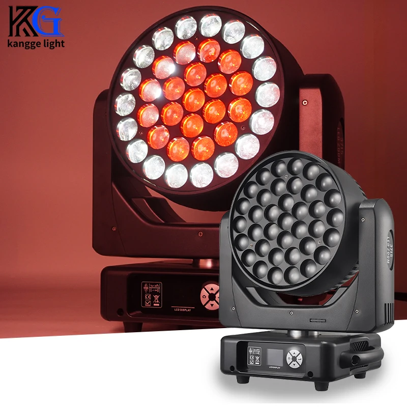 

Professional Stage RGBW 37x15W Wash Moving Head Light 4in1 Zoom Rainbow Effect DMX Wash Moving Head Lights for Disco Bar Party
