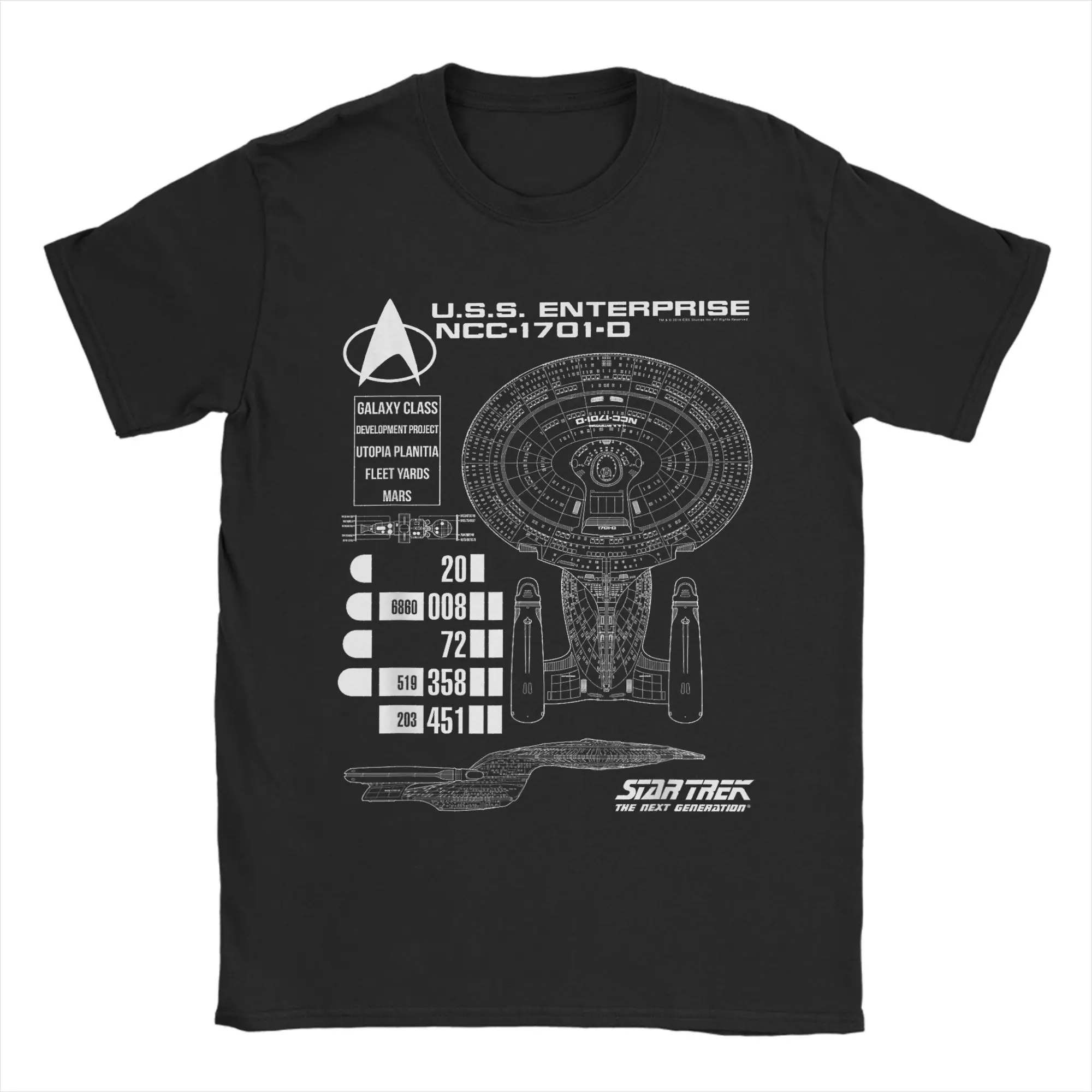Stars Treks The Next Generation U.S.S. Enterprise Chart T Shirt Summer Men Cotton  4XL 5XL 6XL Tees Short Sleeves Aesthetic Tops