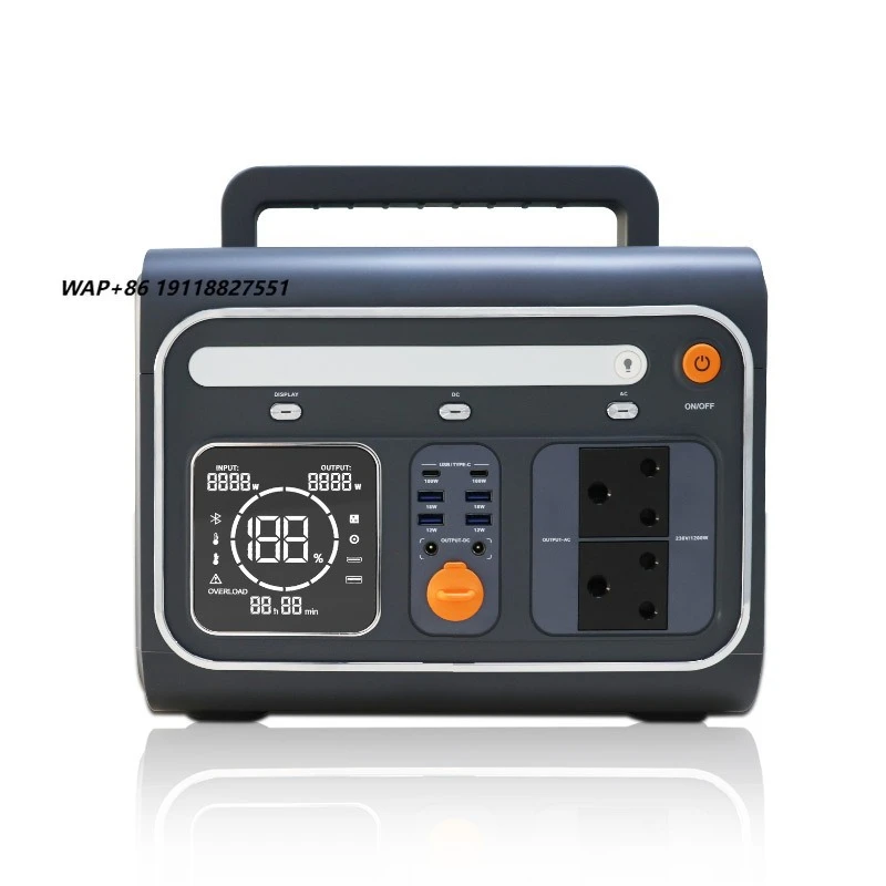 

1200W 1024Wh Large Capacity LiFePO4 Lithium Energy Mobile Power Supply Jump Starter EU Plug Pure Sine Wave Car RV Camping