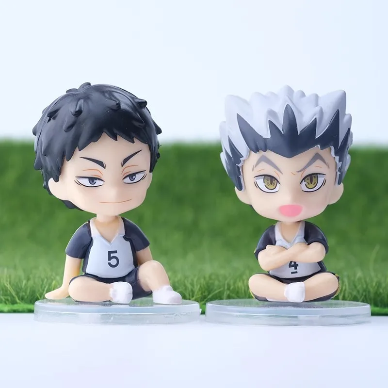 1Set Anime Haikyuu Action Figure Toys Q version Kenma Kozume Shoyo Hinata Kotaru Bokuto Yu Nishinoya Volleyball Model Dolls Toys