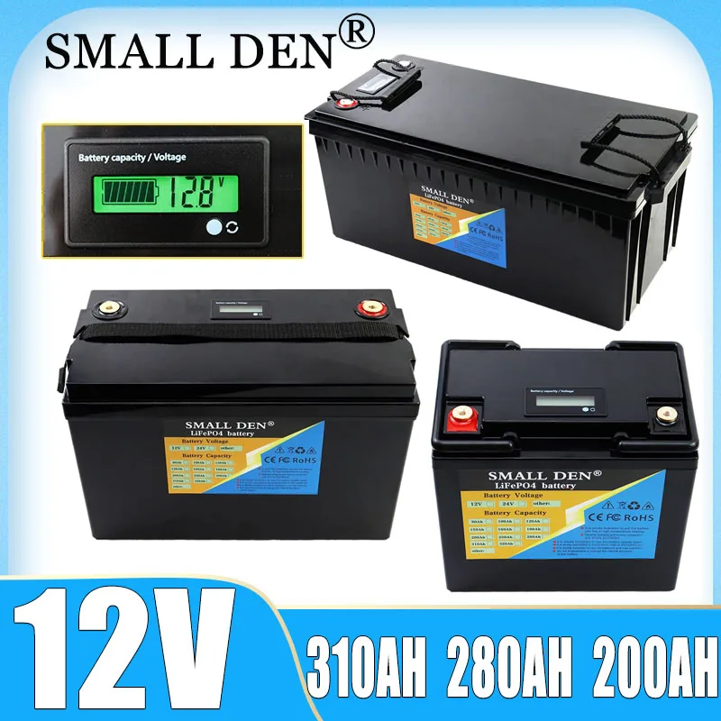 12V 24V 300ah 280ah 200ah 60ah 100ah Lifepo4 battery pack built-in BMS 0-2500W 12.8V electric boat car starter charging battery