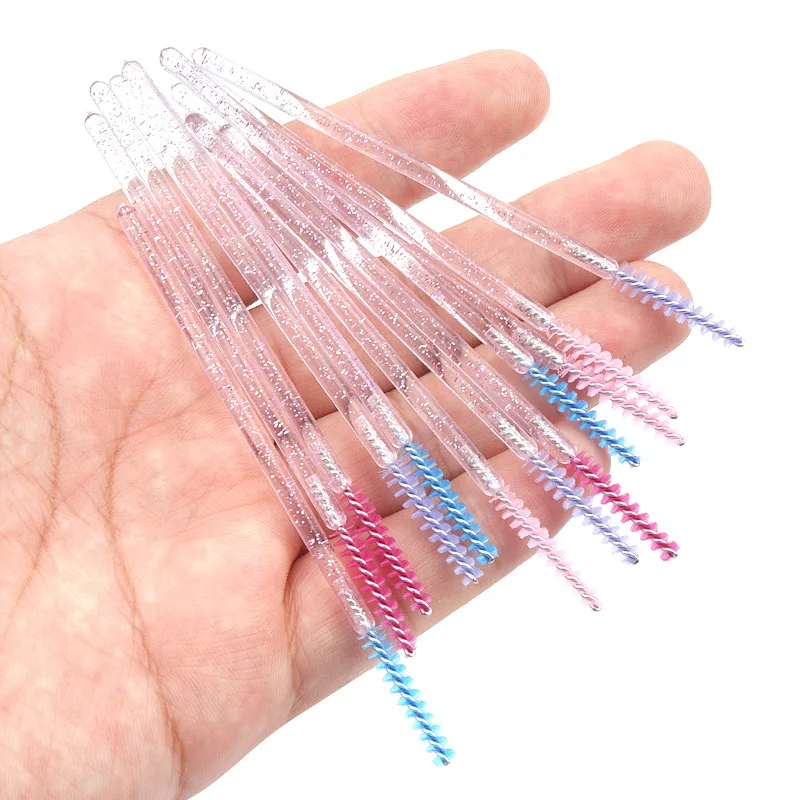 Cepillo de pestañas desechable, varitas de rímel de cristal, aplicador de cejas flexible, suministros de extensión de pestañas, accesorios, herramientas de maquillaje, 50 piezas