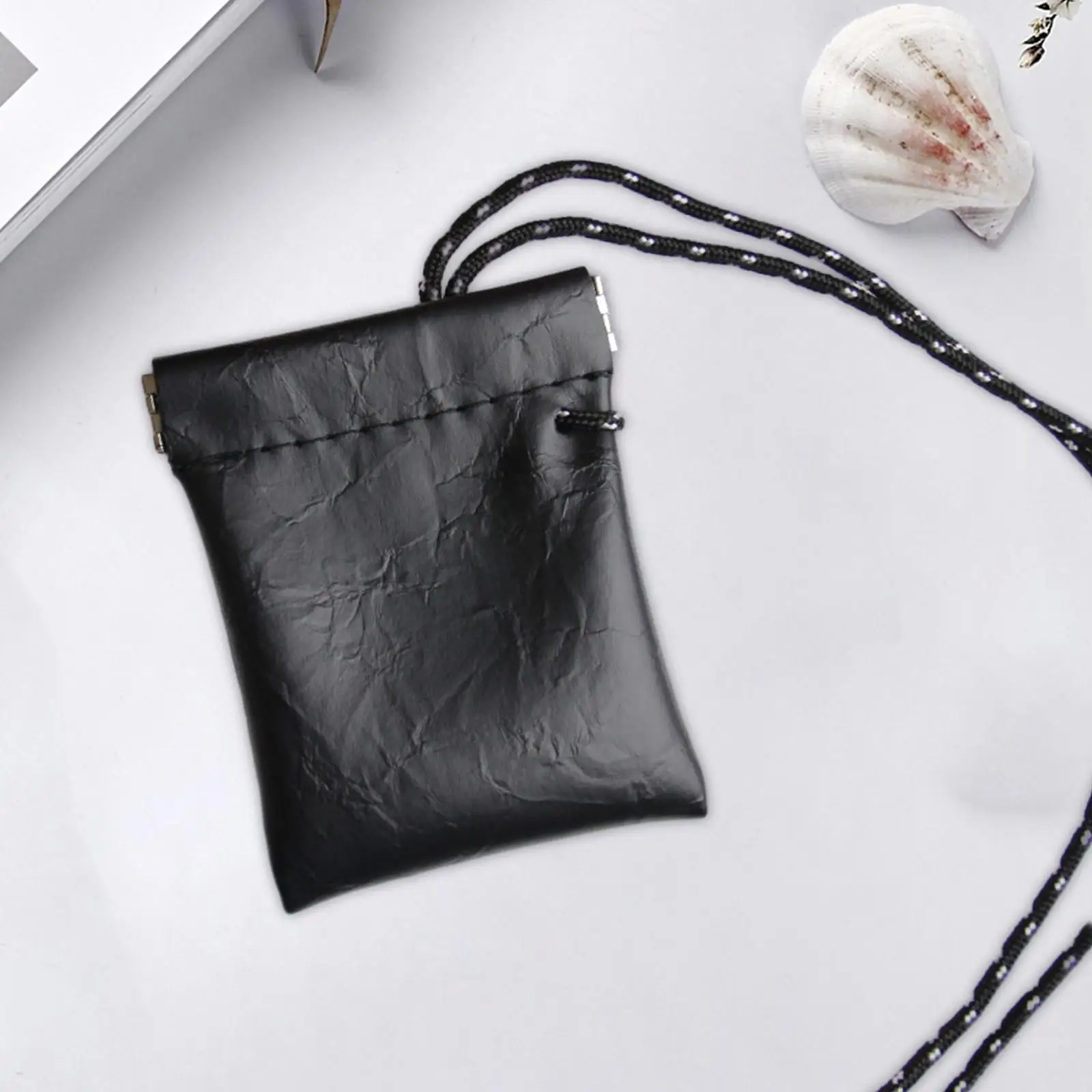 5xHanging Neck Pouch Key Bag Small Wallet Storage Bag for Men Women Earbud Bag Black