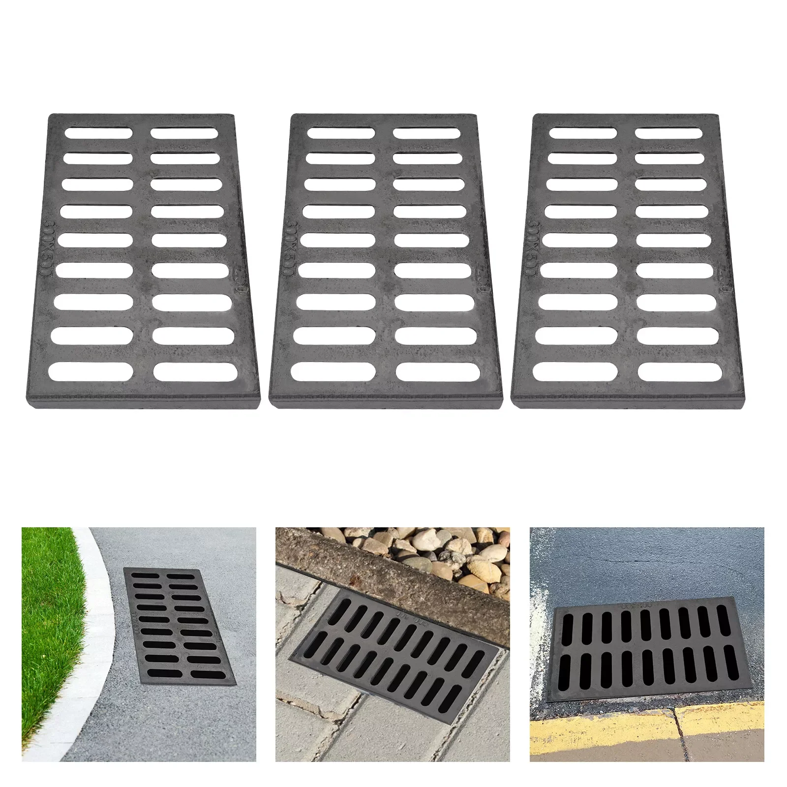 3* Drainage Trench & Driveway Channel Drain Grate Heavy Duty Outdoor Channel Drainage Cover for various places drainage needs